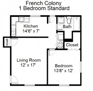 One Bedroom Standard Style – Second Floor (#33)
